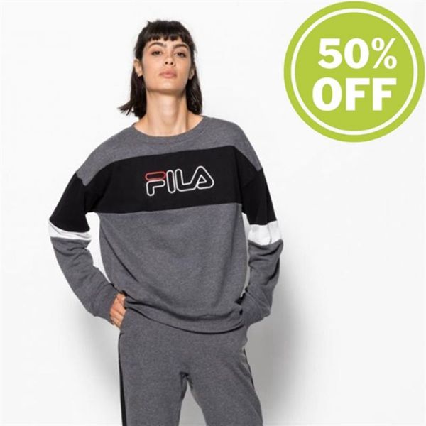 Moletons Fila Mulher Cinzentas/Pretas - Fila Tiddly Crew Manga Comprida Er Loja Online Portugal,XWRJ